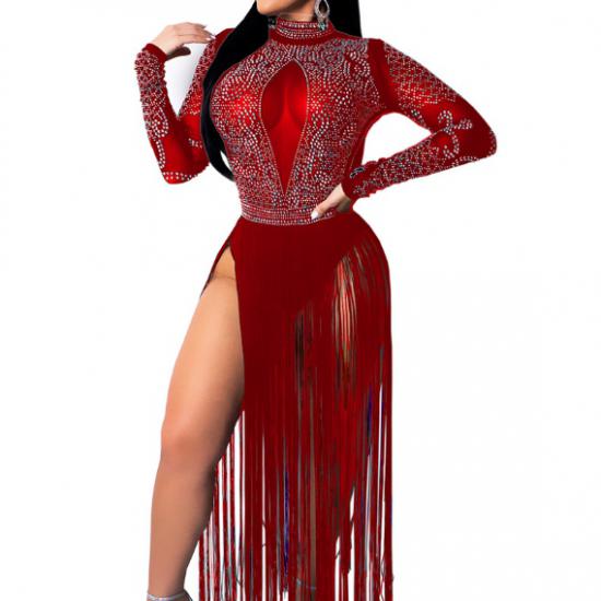 red sequin dance costume