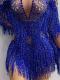 Blue Diamond Drag Fringe Bodysuit