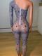 Full rhinestone single sleeve bodysuit