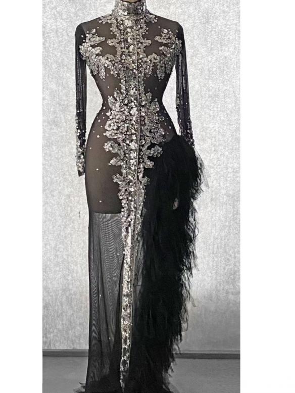 Black Sequin Fishtail Slit Dress - Daily New In - Raywigs