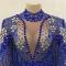 Blue Diamond Drag Fringe Bodysuit