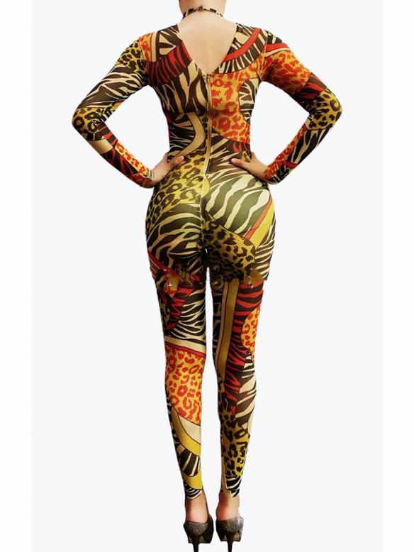 Leopard Long Sleeve Skinny Drag Bodysuit - Daily New In - Raywigs